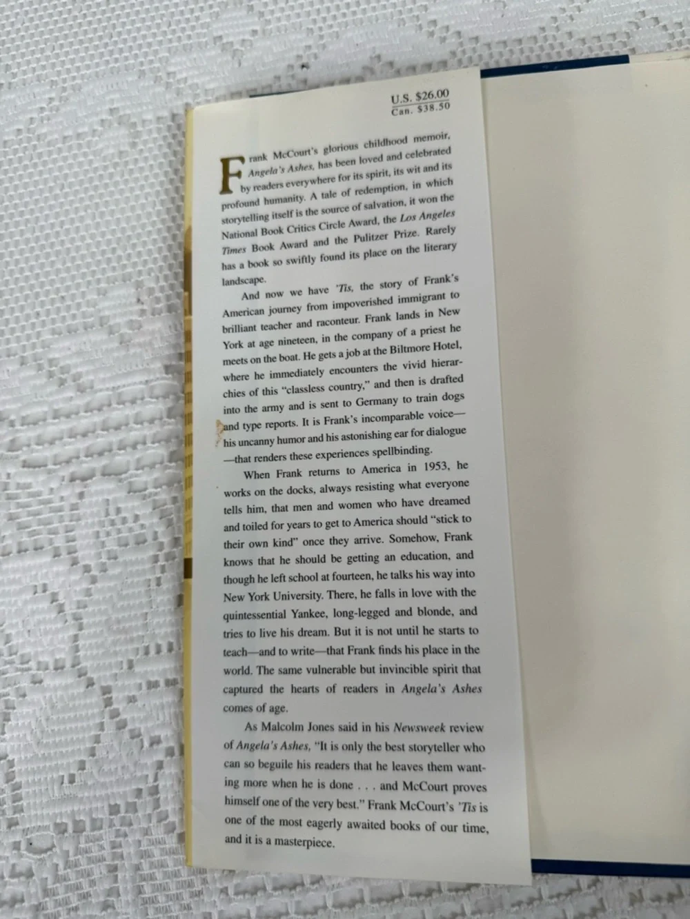 Frank McCourt Tis Hardcover Memoir Angela’s Ashes Sequel Scribner - Picture 4 of 8